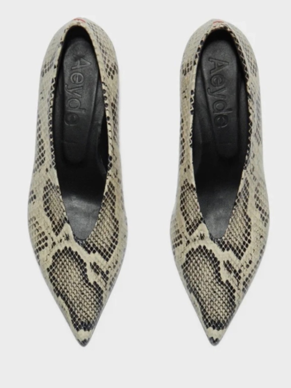 Aeyde Women's Pointed Toe Flats, White Snakeskin, EU 39.5
